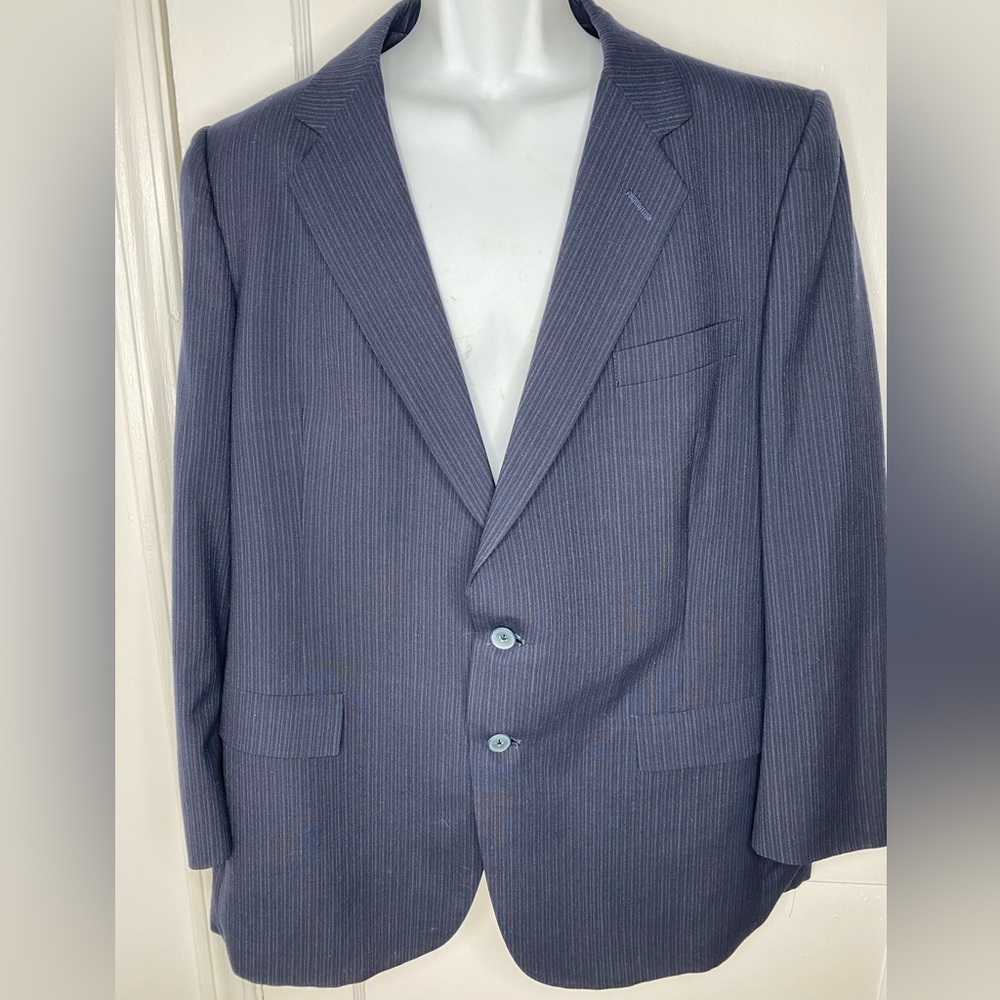 Christian Dior Manseur Classic Navy Men's Pinstriped Blazer Sports Coat Jacket